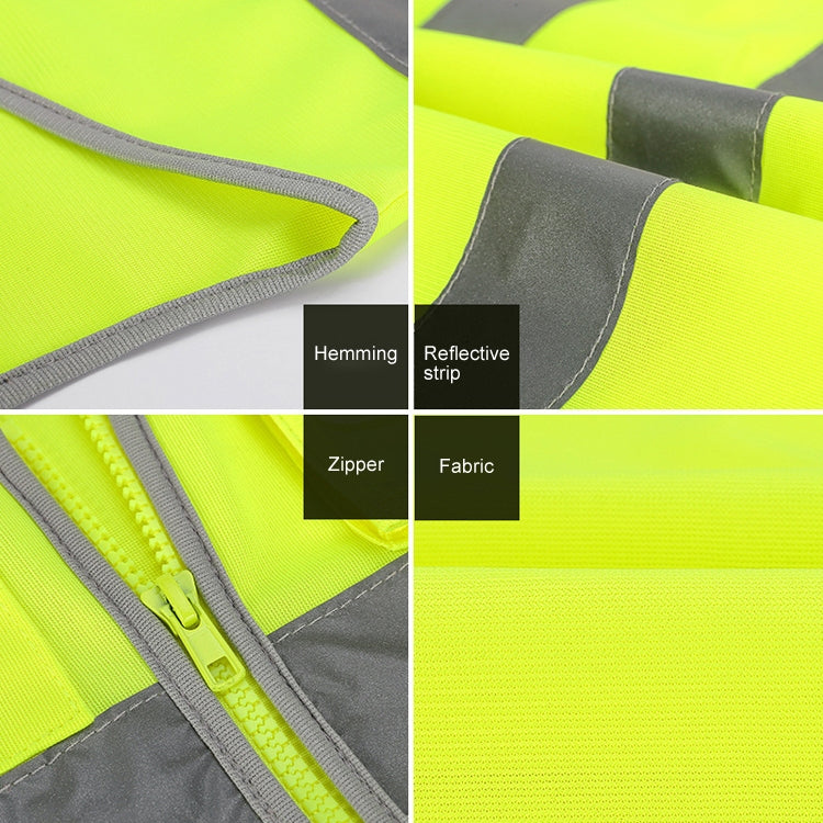 Multi-pockets Safety Vest Reflective Workwear Clothing, XXL-Chest 130cm, L-Chest 118cm, M-Chest 112cm, XL-Chest 124cm