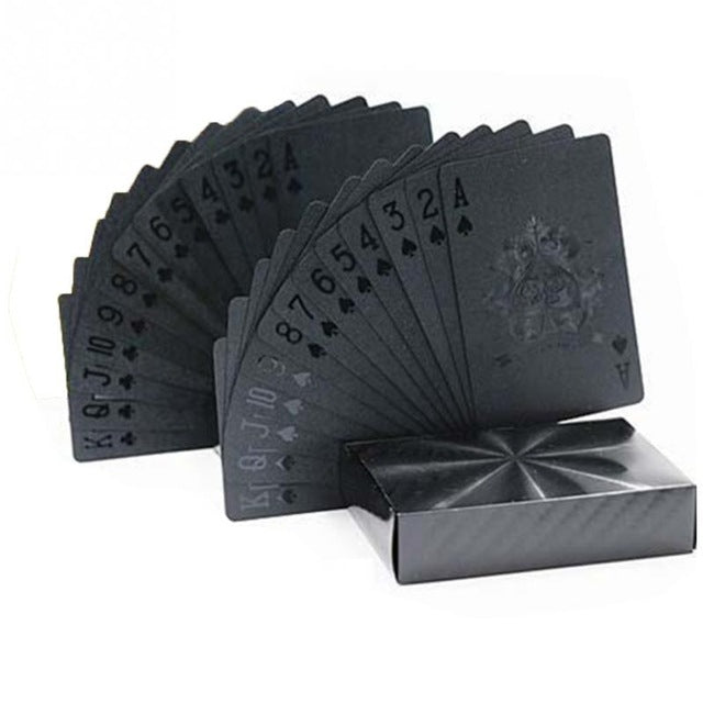 2 jeux de cartes à jouer étanches en plastique créatif feuille d'or, 2 jeux de cartes à jouer feuille d'or