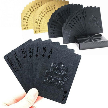2 jeux de cartes à jouer étanches en plastique créatif feuille d'or, 2 jeux de cartes à jouer feuille d'or