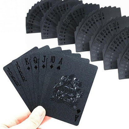 2 jeux de cartes à jouer étanches en plastique créatif feuille d'or, 2 jeux de cartes à jouer feuille d'or