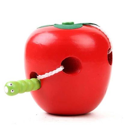 Jouets éducatifs en bois pour enfants, ver coloré mangeant des fruits, pomme, ver mangeant des fruits, pomme