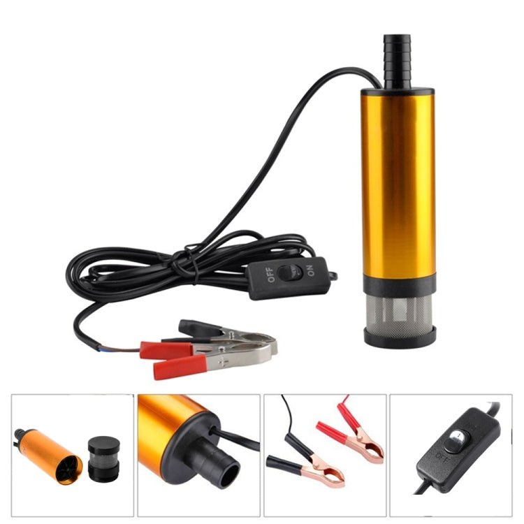 Pompe submersible électrique de voiture 12V pour carburant diesel, transfert d'eau et d'huile avec interrupteur marche/arrêt, version avec filtre intégré 12V 38mm