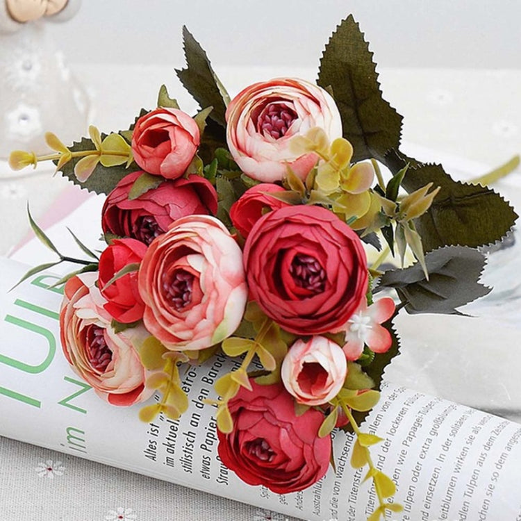 1 Bundle Retro Tea Roses Bride Bouquet Artificial Flowers
