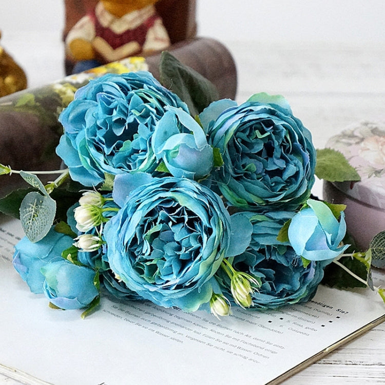 5 PCS Artificial Rose Flowers Small Bouquet Flores Home Party Wedding Fake Flower Decoration, Yellow, White, Purple, Magenta, Pink, Pink and Magenta, Blue