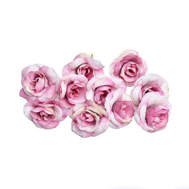 10 Sets 4cm Artificial Flower Silk Rose Flower Head for Wedding Party Home Decoration