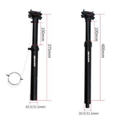 Tige de selle relevable hydraulique commandée par câble ZOOM pour VTT, acheminement interne 30,9 mm 400 mm, acheminement interne 31,6 mm 400 mm