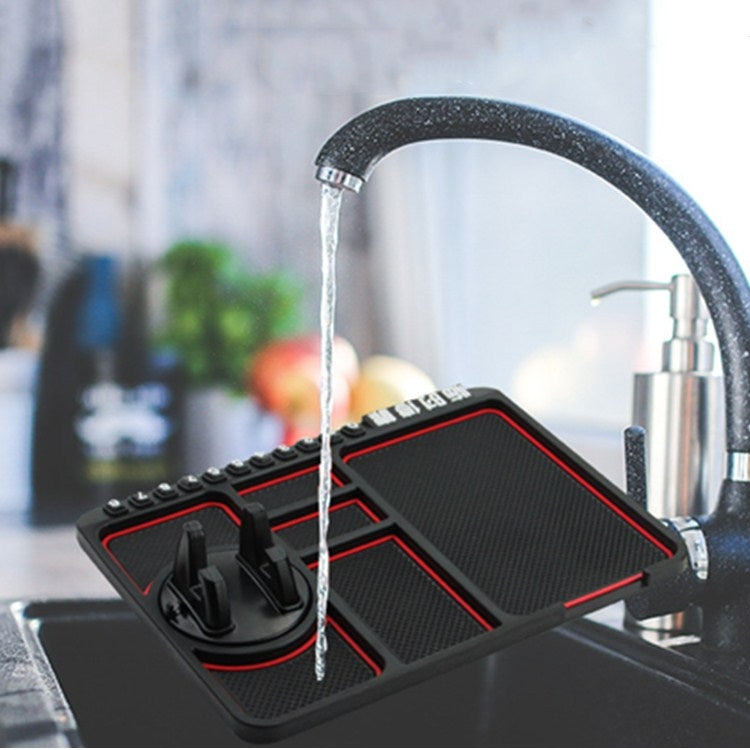 Car Interior Car Multifunctional Instrument Panel Storage Pad Car Phone Bracket Anti-slip Pad With Stop, Rotating Red Circle, Rotating Blue Circle, Rotating Black Circle