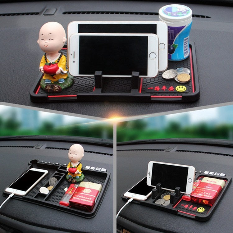 Car Interior Car Multifunctional Instrument Panel Storage Pad Car Phone Bracket Anti-slip Pad With Stop, Rotating Red Circle, Rotating Blue Circle, Rotating Black Circle