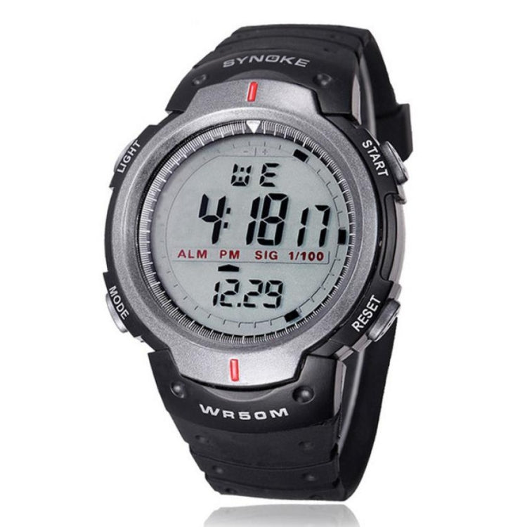SYNOKE 61576 Montre Sport Homme à LED Étanche, Noir, Gris
