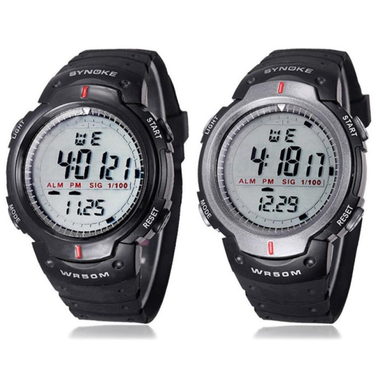 SYNOKE 61576 Montre Sport Homme à LED Étanche, Noir, Gris