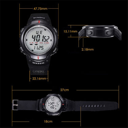 SYNOKE 61576 Montre Sport Homme à LED Étanche, Noir, Gris
