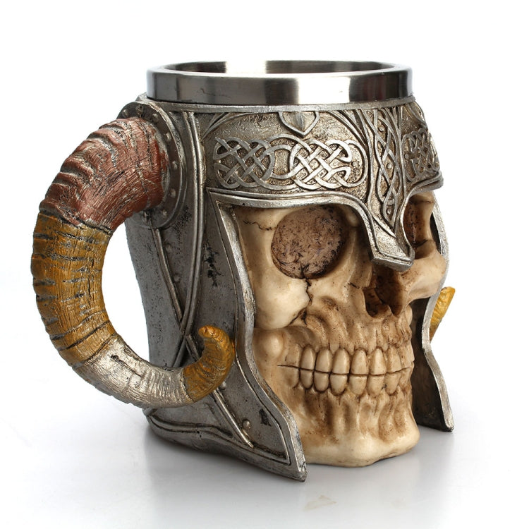 Stainless Steel Skull Mug Ram Horned Warrior Beer Coffee Mug Tea Cup Halloween Bar Drinkware Gift