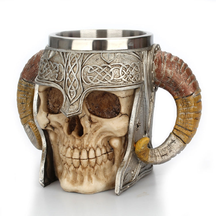 Stainless Steel Skull Mug Ram Horned Warrior Beer Coffee Mug Tea Cup Halloween Bar Drinkware Gift