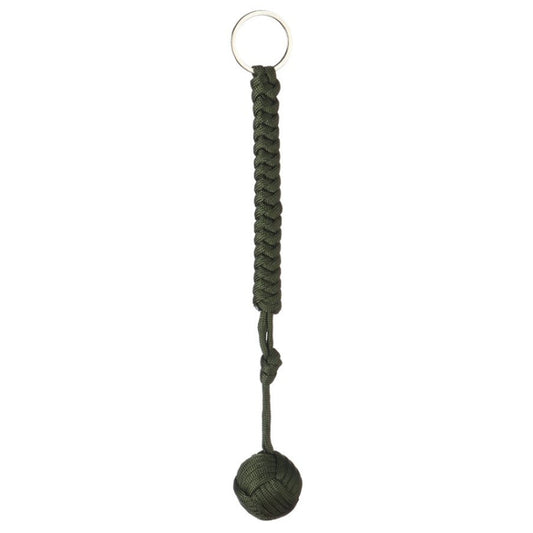 Porte-clés de survie avec cordon de sécurité extérieure Black Monkey Fist à billes d'acier et roulement à billes