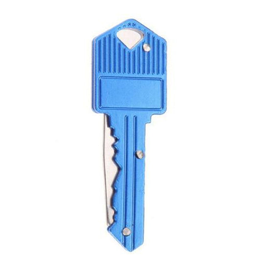 Mini llavero plegable portátil para acampar, cuchillo de autodefensa con forma de llave.