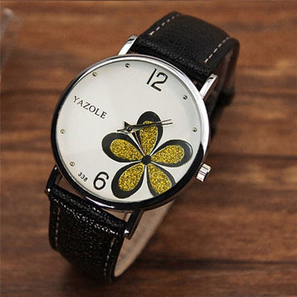 YAZOLE Ladies OL Style Four-leaf Clover Pattern Quartz Watch