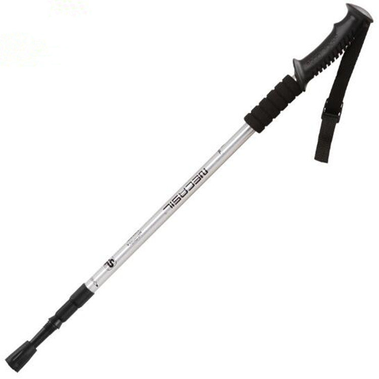 NECASIL Three-section Aluminum Alloy Straight Handle Retractable Trekking Trekking Pole, Three-section (Black), Three-section (Red), Three-section (Blue), Three-section (Silver), Three-section (Purple), Three-section (Gold)