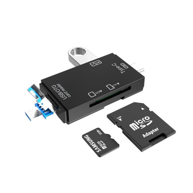 2 PCS Type-C & Micro USB & USB 2.0 3 in 1 Ports Multi-function Card Reader, Support U Disk / TF / SD, Black, White
