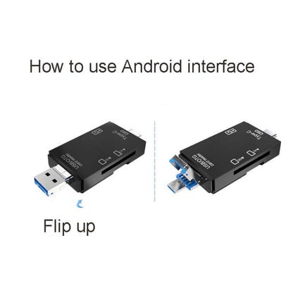 2 PCS Type-C & Micro USB & USB 2.0 3 in 1 Ports Multi-function Card Reader, Support U Disk / TF / SD, Black, White
