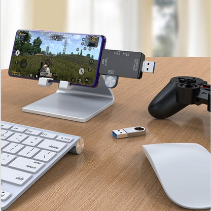 2 PCS Type-C & Micro USB & USB 2.0 3 in 1 Ports Multi-function Card Reader, Support U Disk / TF / SD, Black, White
