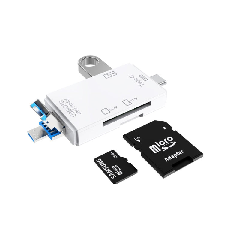 2 PCS Type-C & Micro USB & USB 2.0 3 in 1 Ports Multi-function Card Reader, Support U Disk / TF / SD, Black, White