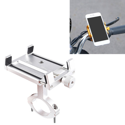 2pcs Aluminum Alloy Bicycle Mobile Phone Holder Motorcycle Mobile Phone Navigation Bracket Electric Motorcycle Hand Rack, Black (Handlebar Style), Gold (Handlebar Style), Silver (Handlebar Style)