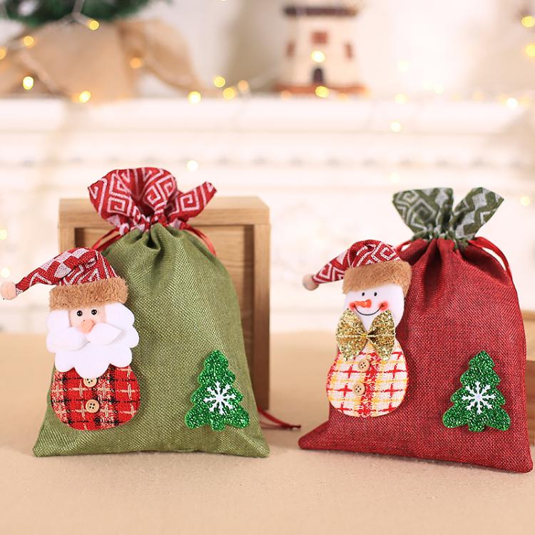Creative Christmas Gift Bag Children Burlap Beam Apple Bag Candy Cookie Bag