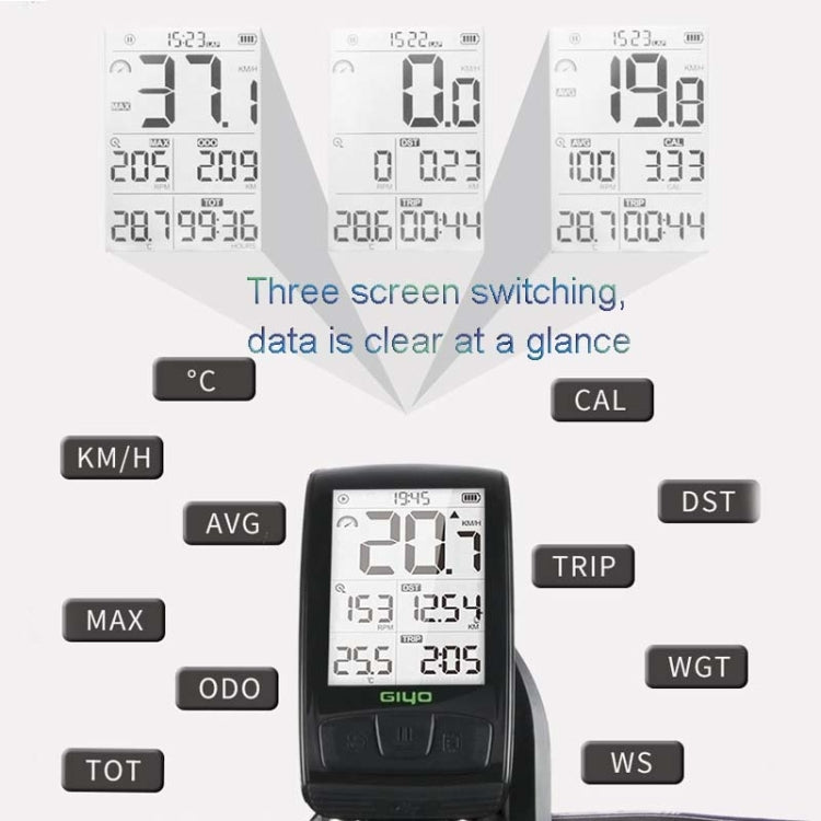 GIYO M4 Bicycle Computer Bluetooth Wireless Road Bike Speedometer Odometer, GIYO M4