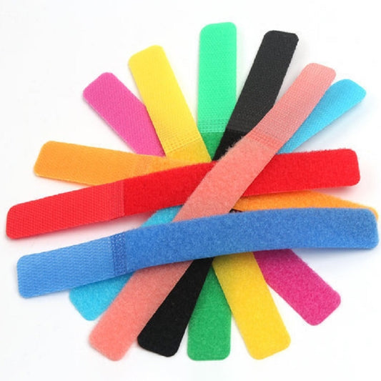 10 PCS Candy-colored Power Cord Hook and Loop Fastener Strip, Random Color Delivery, 180 x 20mm