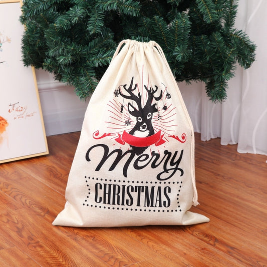 Grand Sac à Dos en Lin Imprimé, Sac Cadeau de Noël, Sac à Bonbons, Type A, Type B, Type C, Type D