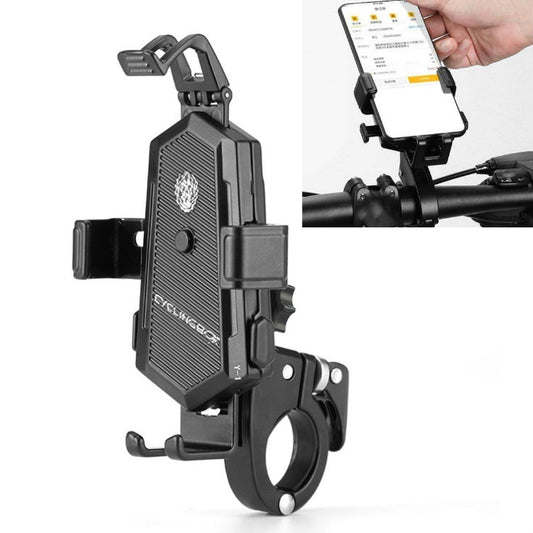 Bicycle Mobile Phone Holder Can Rotate And Adjust Fixed Aluminum Alloy Bracket Automatic Grab Bracket, Handlebar Installation, Rearview Mirror Installation