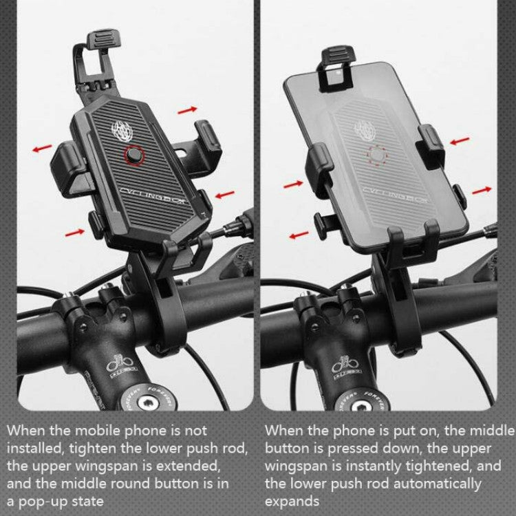 Fahrrad Handyhalterung Drehbar Und Einstellbar Feste Aluminiumlegierungshalterung Automatischer Greiferhalter, Lenkerinstallation, Rückspiegelinstallation