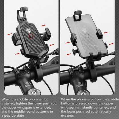 Fahrrad Handyhalterung Drehbar Und Einstellbar Feste Aluminiumlegierungshalterung Automatischer Greiferhalter, Lenkerinstallation, Rückspiegelinstallation