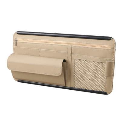Car Sun Block Glasses Case Document Holder Car Plastic Frame Zipper Type Multi-Function Card Bag Storage Bag, Red, Beige, Pink, Brown, Black