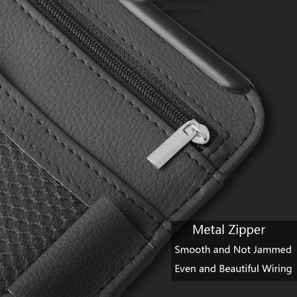 Car Sun Block Glasses Case Document Holder Car Plastic Frame Zipper Type Multi-Function Card Bag Storage Bag, Red, Beige, Pink, Brown, Black