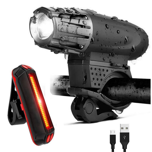 Éclairage de vélo rechargeable par USB pour VTT, feu avant + feu arrière
