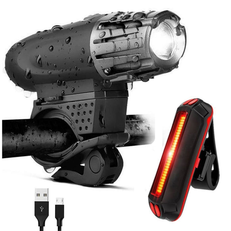 Bike Light USB Rechargeable Mountain Bike Warning Light, Front Light + Tail Light