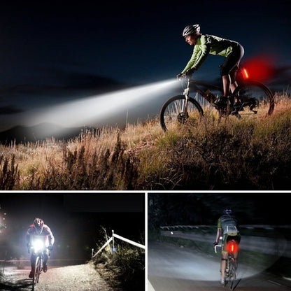 Bike Light USB Rechargeable Mountain Bike Warning Light, Front Light + Tail Light