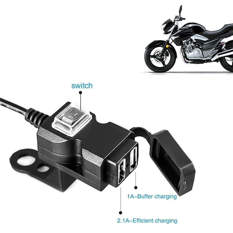Chargeur de guidon de moto étanche 12V double port USB 5V 1A/2.1A Adaptateur d'alimentation pour téléphone portable, Chargeur de guidon