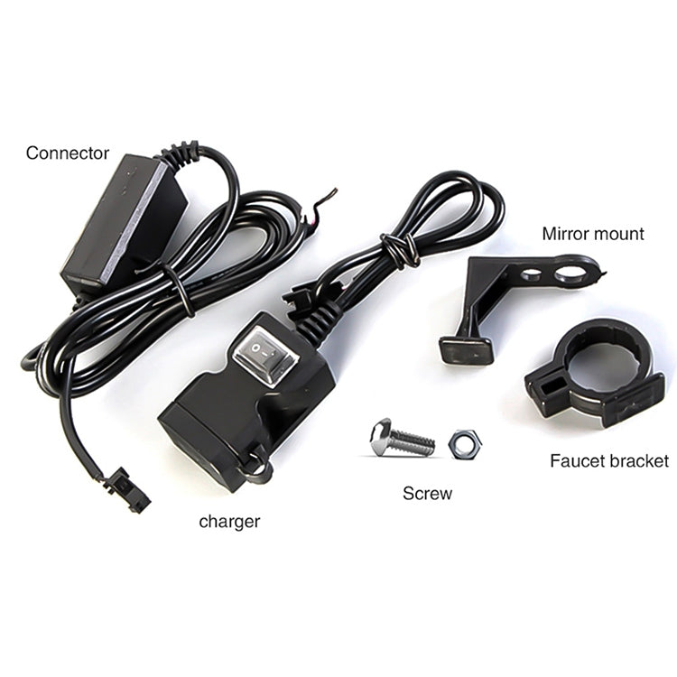Chargeur de guidon de moto étanche 12V double port USB 5V 1A/2.1A Adaptateur d'alimentation pour téléphone portable, Chargeur de guidon