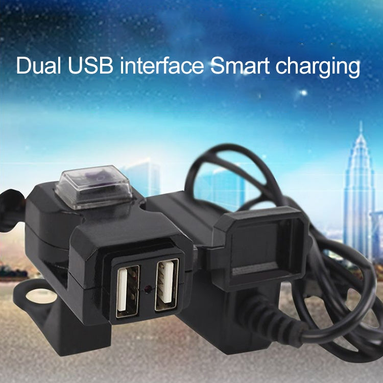 Chargeur de guidon de moto étanche 12V double port USB 5V 1A/2.1A Adaptateur d'alimentation pour téléphone portable, Chargeur de guidon