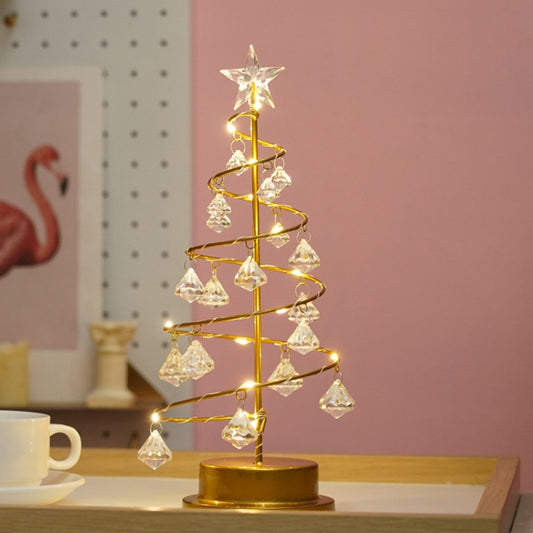 Veilleuse LED en fer forgé, lampe de table décorative en forme de sapin de Noël en cristal