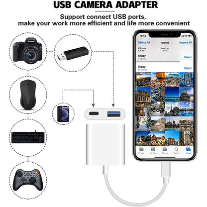 8 Pin To USB2.0+8 Pin Interface OTG Sdapter, Support IOS System