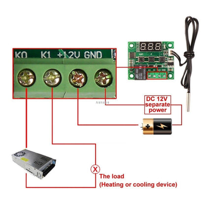 DC 12V W1209 Digital Cool/Heat Temp Thermostat Thermometer Temperature Controller On/Off Switch -50-110C+W1209 Case Acrylic Box