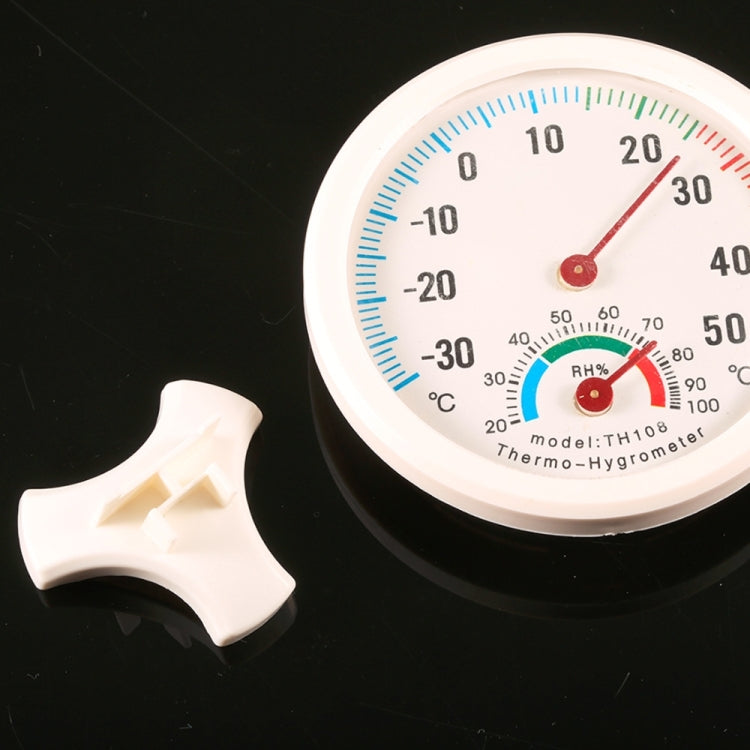 TH108 Mini Round Clock-shaped Indoor Outdoor Hygrometer Humidity Thermometer Temperature Meter, Random Color Delivery, TH108