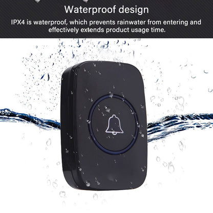 CACAZI A10 300m Long Range No Battery Waterproof LED Light Smart Wireless Doorbell, EU Plug