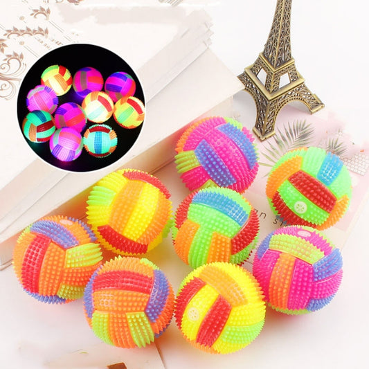 10 pelotas de voleibol luminosas, pelotas de masaje con silbato y espinas, colores aleatorios, diámetro 6.5 cm y 7.5 cm.