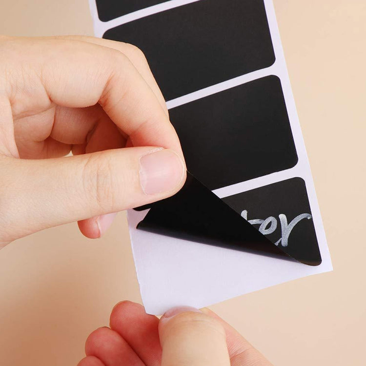 Removable Writing Chalkboard Sticker Home Kitchen Supplies Label, 5 Rolls Circular 3.5x5.5cm(Each), 5 Rolls Rectangle 3.5x5.5cm(Each)
