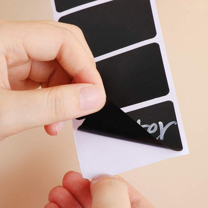 Removable Writing Chalkboard Sticker Home Kitchen Supplies Label, 5 Rolls Circular 3.5x5.5cm(Each), 5 Rolls Rectangle 3.5x5.5cm(Each)