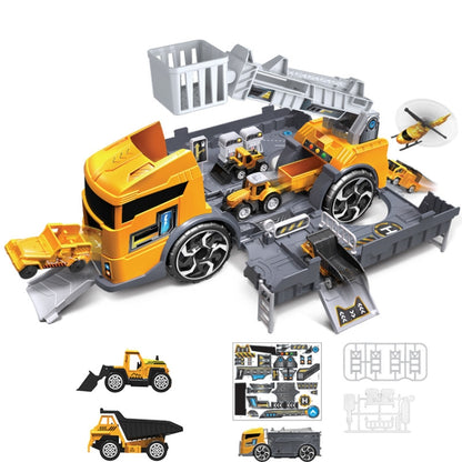 Camion porte-conteneurs de tracteur jouet pour enfants Simulation de parking Ensemble de modèles de voitures, Véhicule d'ingénierie, Camion de pompiers